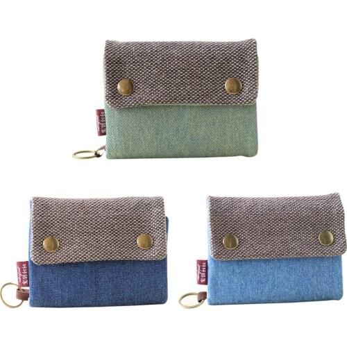 Unisex Men Womens Three Layer Folded Manual Canvas Wallet Bag With Multi Card Holder,Boy Girls Multifunction Coin Purse