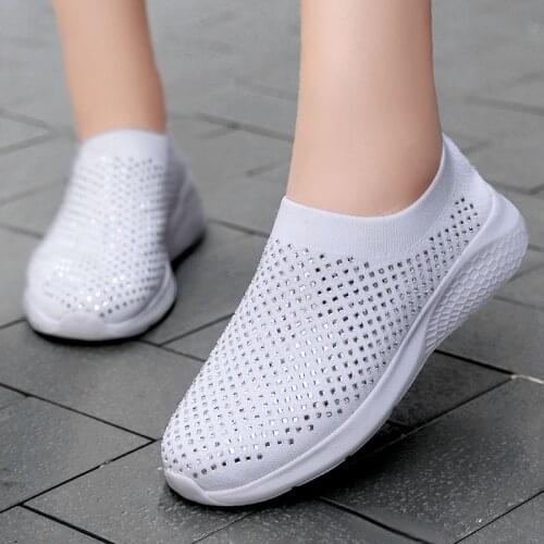 Fashion Women Sneakers Summer Sock Shoes Breathable Mesh White Tenis Sneakers Lightweight Slip on Sport Casual Shoes for Women
