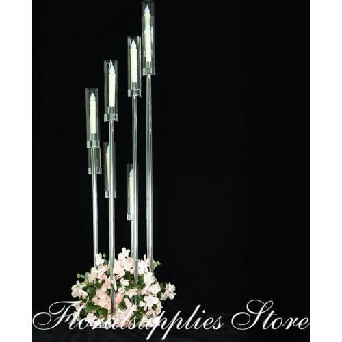 Metal Candlesticks Candle holder Vases Wedding Centerpiece 8 Arms Candlesticks Pillar Stand Lead Path for Party Decoration
