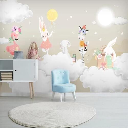 Milofi custom wallpaper mural abstract Nordic simple fashion simple and elegant balloon bunny childrens room background wall