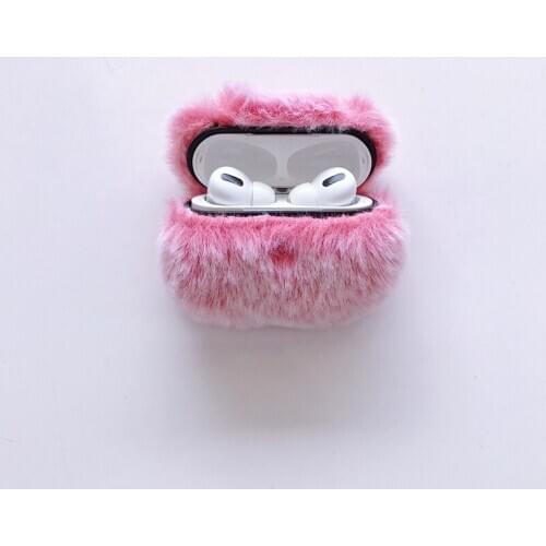 Solid Color Simple Style Woolen Case for Airpods Pro Charging Box Warm Plush Wireless Bluetooth Headphone Protective Cover Coke