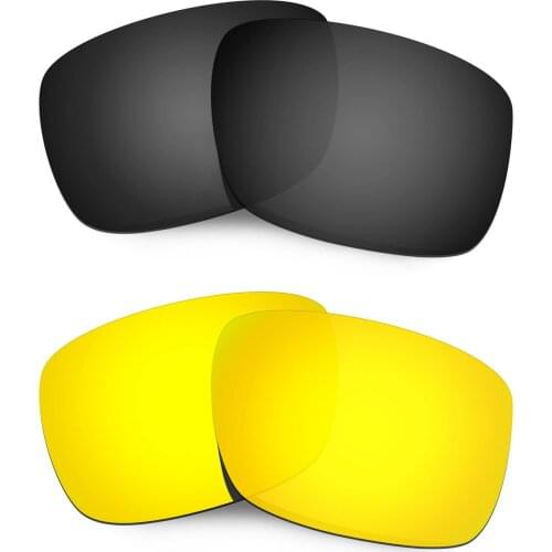HKUCO For Drop Point Sunglasses Polarized Replacement Lenses - Black&Gold 2 Pairs
