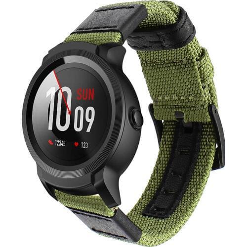 Genuine Nylon + Calf Leather Watchband for Mobvoi Ticwatch E2 / S2 Quick Release Watch Band Canvas Strap Wrist Belt Bracelet
