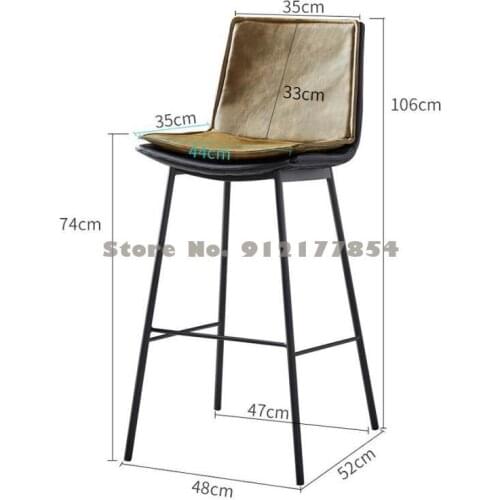 Light Luxury Industrial Style Bar Stools Designer High Bar Stools Wrought Iron Bar Island American Backrest Bar Stools