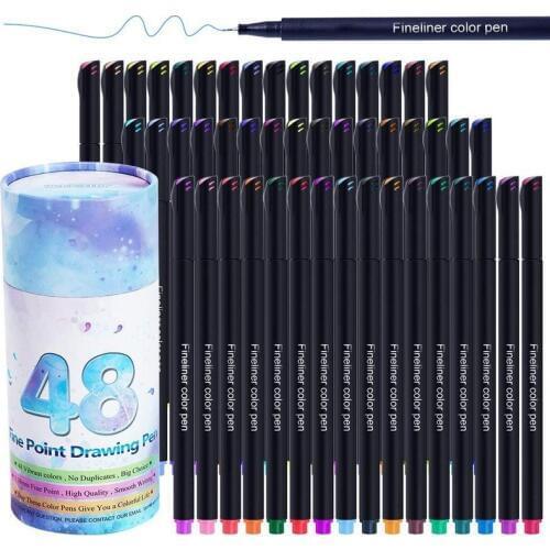 48 color color needle tube fiber hook line pen 0.4mm watercolor pen picture book comic book school supplies stationery