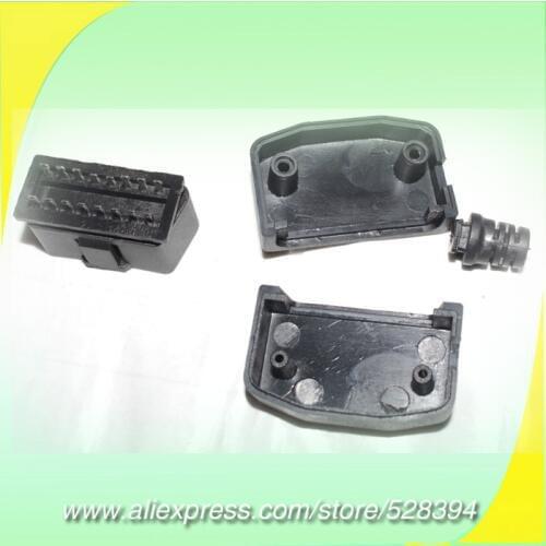 25% Off HOT SALE! Wholesale OBD OBDII 16Pin obd connecters OBD2 16 pin Male connector plug housing + line card + screw 100pcs