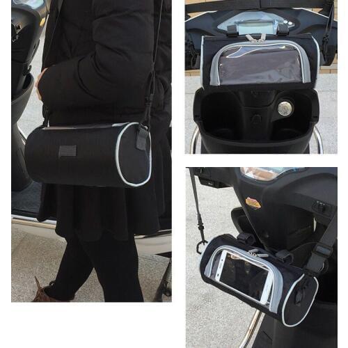 Motorcycle Electric Car Front Handlebar Fork Storage Bag Container Water Repellent Fabric