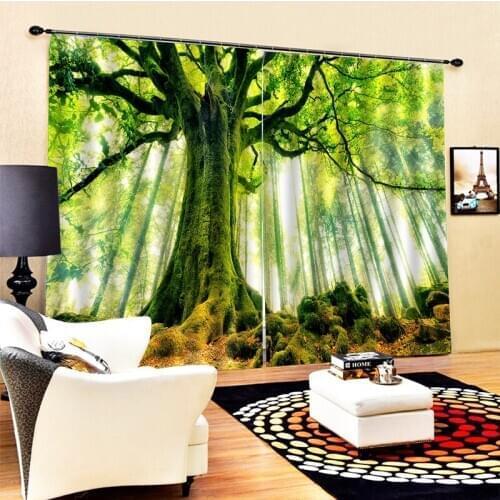 Photo sunshine forest curtains big tree 3d print Bedroom living room windproof thickening blackout curtains