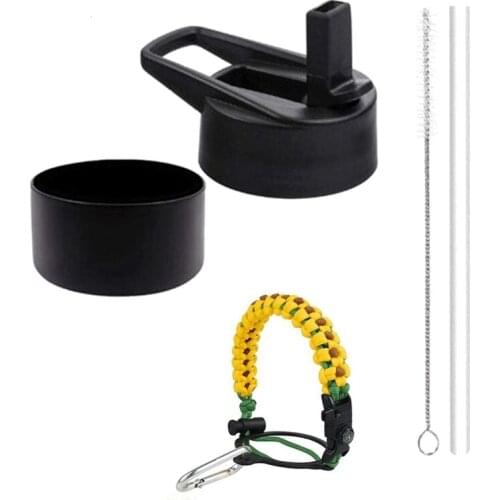 Top!-Umbrella Rope Handle for Hydro Flask 32/ 40 Oz Wide Mouth Bottle,with Safety Ring,Compass and Carabiner Water Bottle Lid