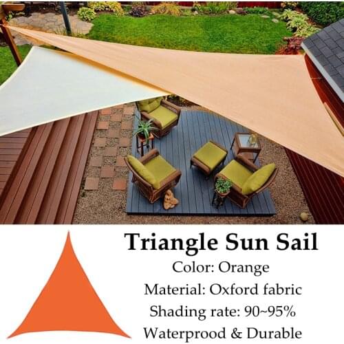 Orange Color Triangle Sun Sail Oxford Shading Rate 95% Waterproof Polyester Fabric Outdoor Anti-UV Cooling Garden Gazebo Awning