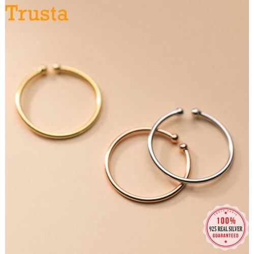 Trustdavis Authentic Minimalist 925 Sterling Silver Thin Line Opening Finger Ring for Women Wedding Fine Jewelry Gift DB1028