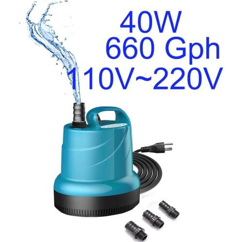 40W 660Gph Aquariums Water Pumps Fountain Circulation Submersible Pump for Fountain, Pond, Fish Tank, Hydroponics