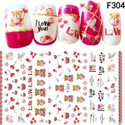 Japanese ultra-thin adhesive Valentines Day bears, pregnant women and children, nail stickers, nail decals F295-304