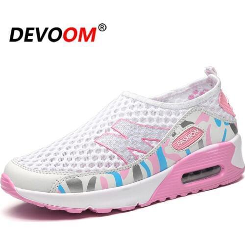 New Fashion Summer Women Shoes Spring Female Wedges Platform Shoes Mesh+Air Cushion+Height Increasing Quality Outsole Footwear
