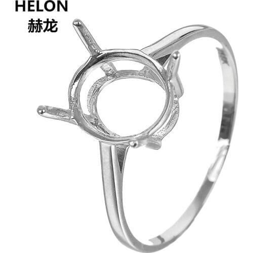 Solid 14k White Gold 8x10mm Oval Cut Semi Mount Engagement Wedding Ring Women Yellow Rose Gold Optional