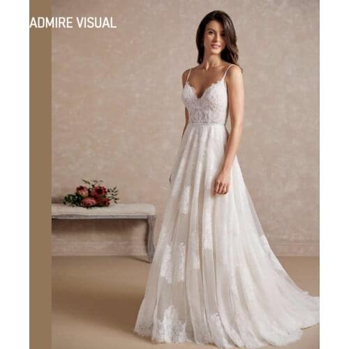 Newest Wedding Dress A-Line Lace Sweetheart Neckline Spaghetti Straps Backless Plus Sizes Bride Gown 2021 Vestidos De Novia