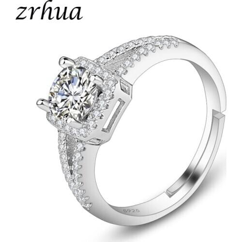 ZRHUA 2019 New Arrival Silver Color Rings Zircon Stone Rings for Women Fashion Jewelry Engagement Wedding Anel Mujer Femme