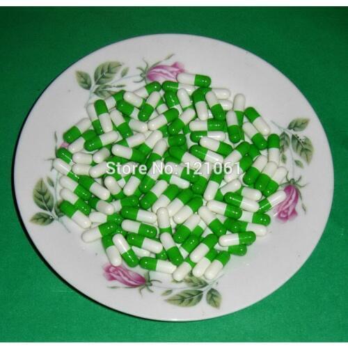 1# 5,000pcs,grass green-white colored empty capsules size 1,hard gelatin empty capsules(joined or seperated capsules size 1,)