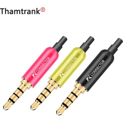 10Pcs Aluminum 3.5mm Jack 4Pole Gold-plated Earphone Adapter with Tail plug clamps Cable clip For DIY Stereo Headset Earphone