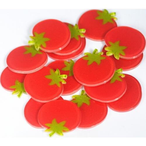28mm Flatback Glitter Tomatoes,Fruit Planar Slice,Resin Cabochons,Resin Miniatures,Home D.I.Y Supplies