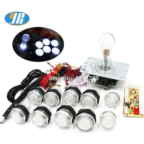 5V LED 5Pin Joystick 24/ 28mm Light Illuminated Push Buttons Zero Delay Arcade Game Kit DIY PC Raspberry Pi Mame