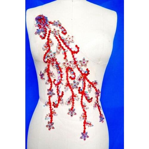 Blue/Red/Purple beaded Applique, beaded Applique lace for lyrical dance costumes bridal applique with sequins