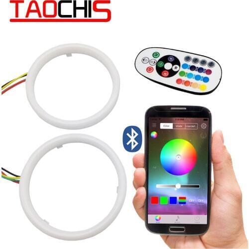 TAOCHIS RGB Angel eyes Mobile Pone APP Remote Control 60mm 70mm 80mm 90mm 95mm 100mm Motorcycle Auto Car Head Light Retrofit