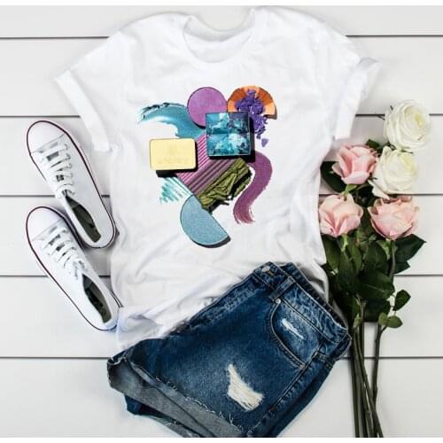 White T-shirt Female Fashion Ink Color T-shirt Single Finger 3d Graphic Female Creative Art Mood Blouse Y2k Aesthetic Dress