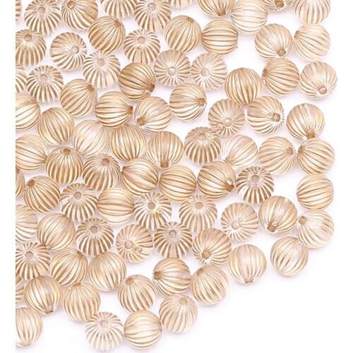 CHONGAI 100Pcs Fluted stripe Vintage Inspired Ethnic Stripe Round Acrylic Antique Design Spacer Bead For Jewelry Making DIY
