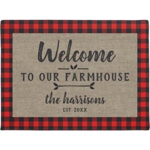 Welcome to Farmhouse Red Doormat Home Decoration Entry Non-slip Door Mat Rubber Washable Floor Home Rug Carpet