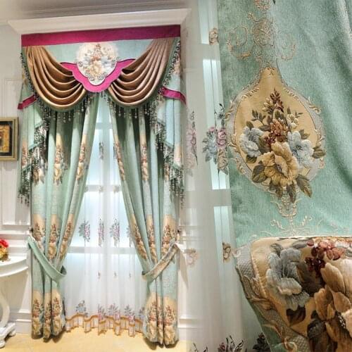European Chenille Relief cloth curtain for the sitting room bedroom study villa thickened flower curtains for bedroom quality