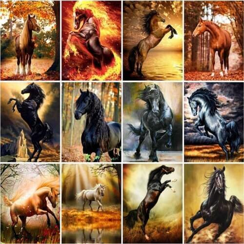 HUACAN Paint By Numbers Horse Animals Unique Gift Home Decoration Picture By Number Tree Acrylic Drawing On Canvas