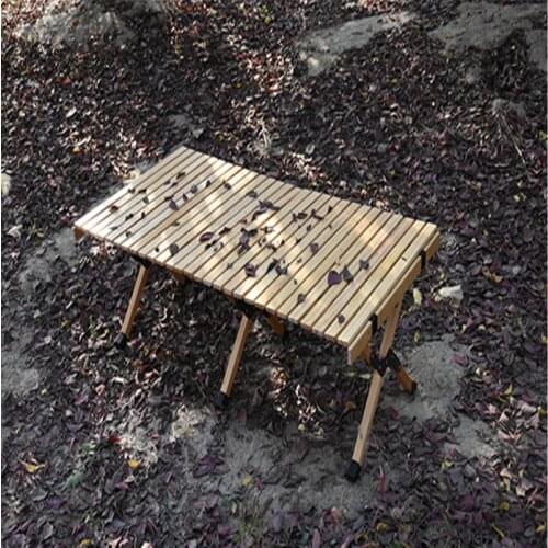 Camping Folding Wood Table- Portable Foldable Outdoor Picnic Table,Cake Roll Wooden Table Picnic, Camp, Travel,Garden BBQ