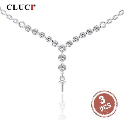 CLUCI 3pcs 925 Sterling Silver Zircon Pendant Necklace Jewelry Simple Design Zircon Necklace Jewelry for Women Party SN047SB