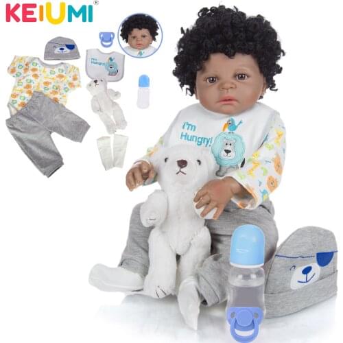 23 Inch KEIUMI Dolls Boy Full Silicone Vinyl Body Reborn Baby Dolls Turely Baby DIY Newborn Toy For Kid Playmates Gifts