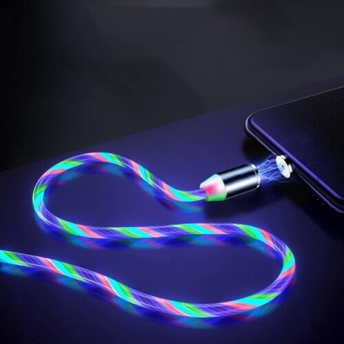 Magnetic Cable USB Type C Cable Magnetic Cable LED Lighting fast Charging USB Micro Charger Cable Wire for iPhone Huawei Samsung