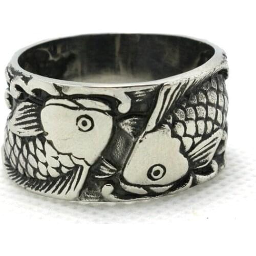 Fashion Top Quality Cool Double Fish Ring 316L Stainless Steel Hot Jewelry New Design Popular Fish Ring Hot Sale