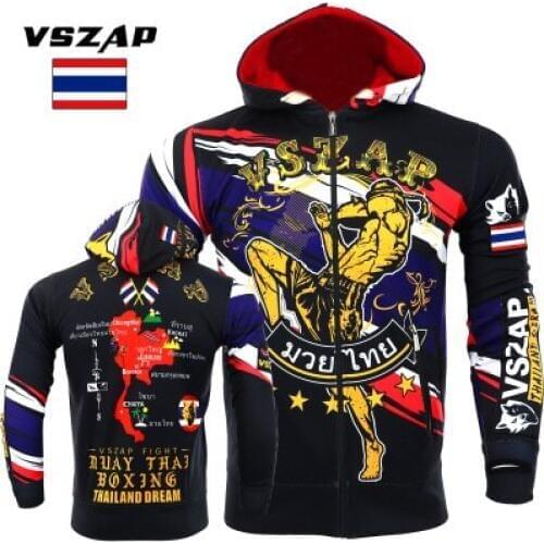 VSZAP Men Autumn Muay Thai fight fitness Sweatshirt Hoodie Stretch Quick-drying MMA Broadcast Training Men Jacket