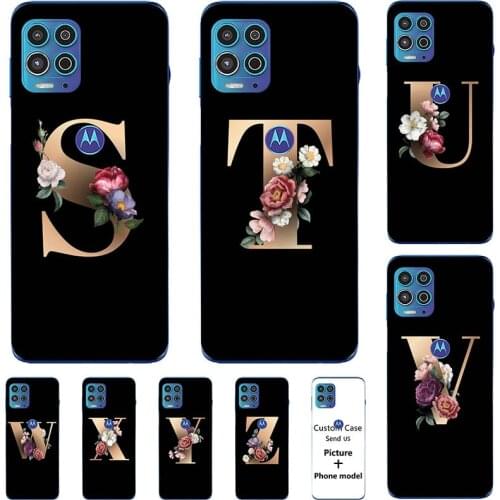 Flower 26 English Case For MOTO G100 6.7" Name Letters Custom Initial Soft Silicone Phone Cover Capa