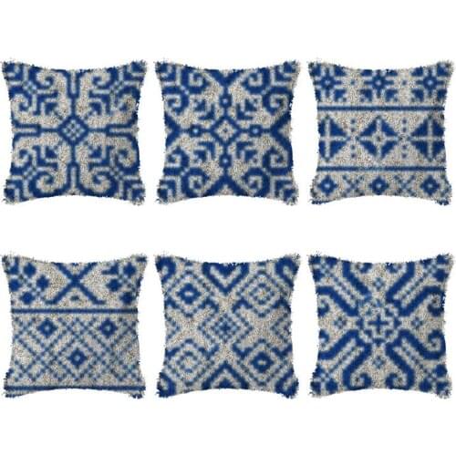Blue style Embroidery Pillow Knoop Pakket Needlework Set Latch Hook Cushion Button Package Decor