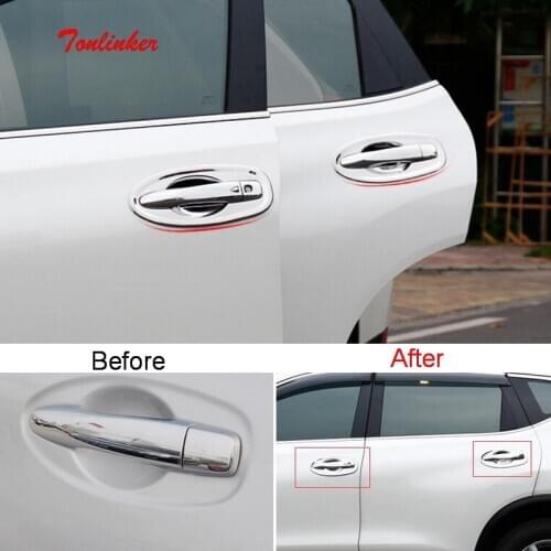 Tonlinker Exterior Car Door Handle Bowl Cover Stickers for Nissan X-Trail 2014-18 Car Styling 8 PCS ABS Chrome Cover stickers