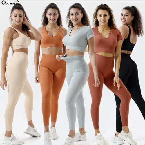 New Seamless Ribbed Yoga Set 2 Piece Workout Clothes For Women Fitness Vest Set Women Sports Bras Yoga Shorts Gym Leggings Suit