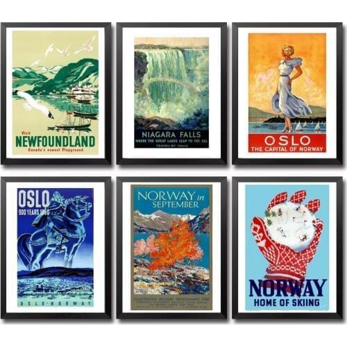 Newfoundland Niagara Falls Norway Nurses Oceania Palestine Panama Peru Philippines Poland Vintage Travel Poster