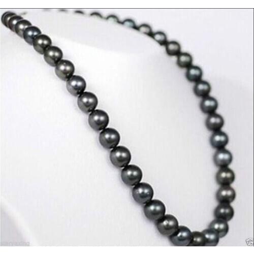 18" 9-10MM TAHITIAN NATURAL BLACK PEARL NECKLACE