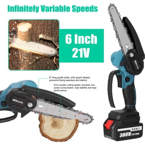 21V 6inch Portable Electric Pruning-Saw 388VF Small Wood Spliting Chainsaw Brush Motor One-handed Woodworking Tool for Garden