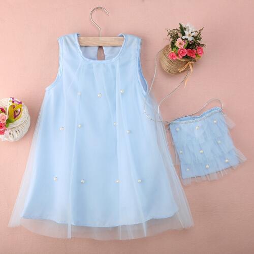 Pudcoco Girl Dress 1Y-7Y Princess Kids Baby Girl Party Dress Pearl Tulle Dress Sundress Bag USA