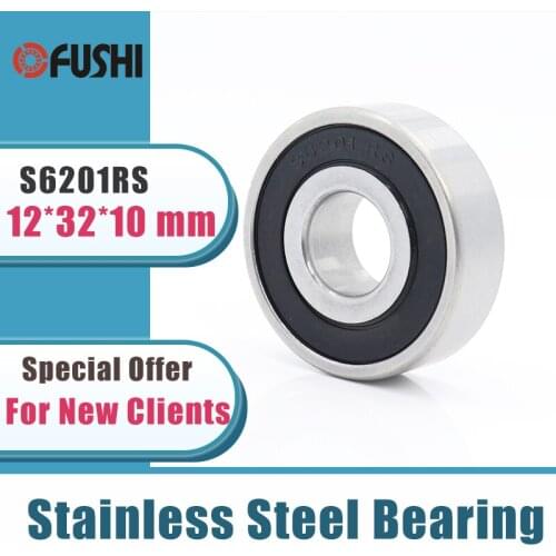 10PCS S6201RS Bearing 12*32*10 mm ABEC-3 440C Stainless Steel S 6201RS Ball Bearings 6201 Stainless Steel Ball Bearing