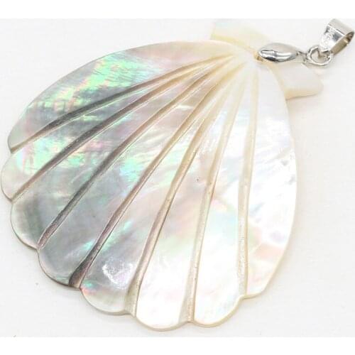 Natural Shell Pendants Exquisite Sector Bling Pendant for Jewelry Making DIY Necklace Earring Accessories Women Gift 50x55mm