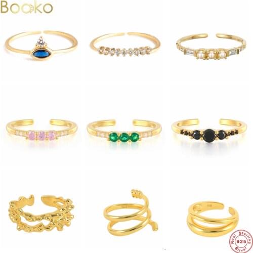 BOAKO 925 Sterling Silver Anillos Minimalist Finger Opening Rings For Women Engagement Anniversary Birthday Gift Fine Jewelry