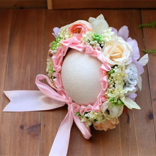 Pink Baby Girl Flower Hat Handmade Newborn Floral Bonnt Props Girls Flower Bonnet Lovely Infant Cap Studio Photography Props